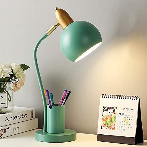 HXFFXHF Simple Nordic Adjustable Table Lamp, Button-Type Eye Protection Desk Lamp Fixture, Decorative Fixture Light Bedroom Study Reading Light (Color : Green)