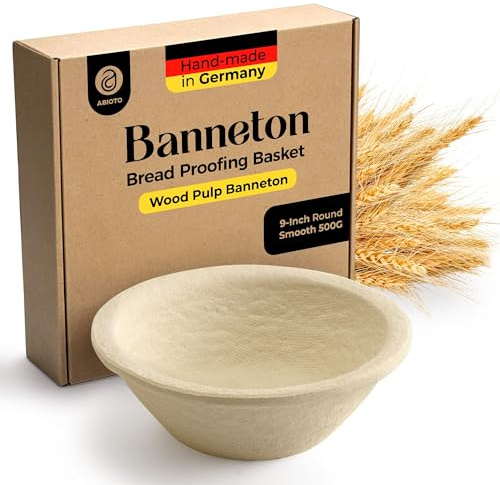 ABIOTO 500g Round Banneton Proofing Basket with Smooth Finish – Premium Wood Pulp Sourdough Rising Bowl for Artisan Baking, Perfect for Small Boules