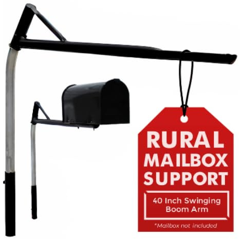 SwingClear, Mailbox Support Post with Swinging Boom Arm, No Dig Post, Galvanized Steel, Ideal for Both Rural and Residential, for All Mailbox Sizes (Accessories Sold Separately), 40 inch (Black)