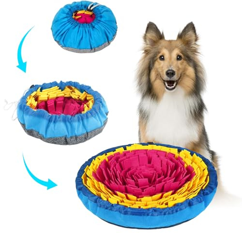 Schnüffelteppich für Hunde, Schnüffelmatte für Hunde, Waschbar Intelligenzspielzeug für Hunde, Futterschnüffel-Futtermatte für Intelligenz und Geruchstraining des Hundes Verwendet (Rosa Gelb)