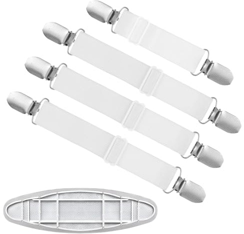 Ironing Board Cover Pad 4 PCS Mini Suspenders Hanger over Covers With Padding Standard Size Hook Braces Fasteners Cord Holder For Accessories Plate Sheet Hold Cushion Clip Flat and Secure Tension Clip