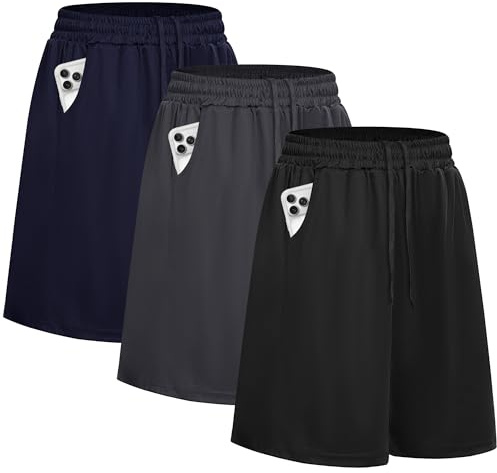 DDOBB Sporthose Herren Kurz 3er Pack Shorts Gym Mit Taschen Laufhose Herren Sommer Kordelzug Basketball Trainingshose | Basketball Shorts Laufhose Herren Sommer mit Kordelzug Trainingshose