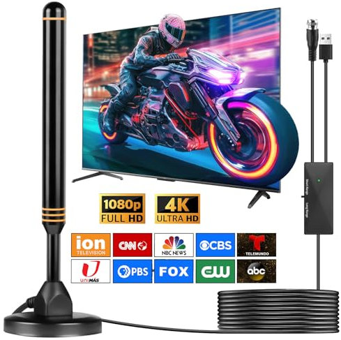 Aerobunny Antenna TV Interna per Smart TV, Ricezione a Lungo Raggio, Supporta 4K 1080p-2025
