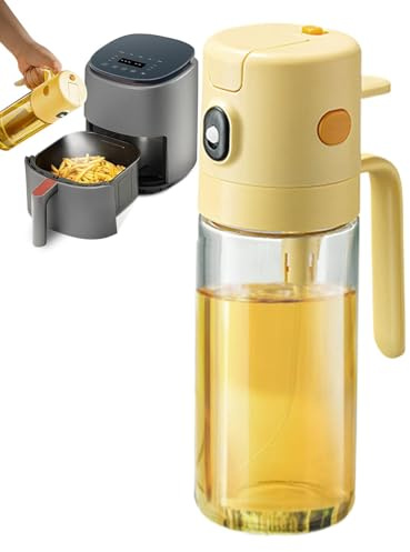 Dispensador de aceite en aerosol y vertedor, botella spray de aceite en vitrodispensador de aceite de oliva, botellas de aceite de cocina resistentes al calor, 550 ml para freidora de aire para
