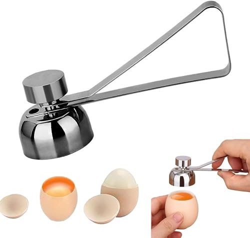 RUFJXKCHD Rompi-Uova, Apri-Uova, Taglia-Uova con Apri-Guscio in Acciaio Inox per Rimuovere i gusci d'uovo sodi o Morbidi crudi-Single Head