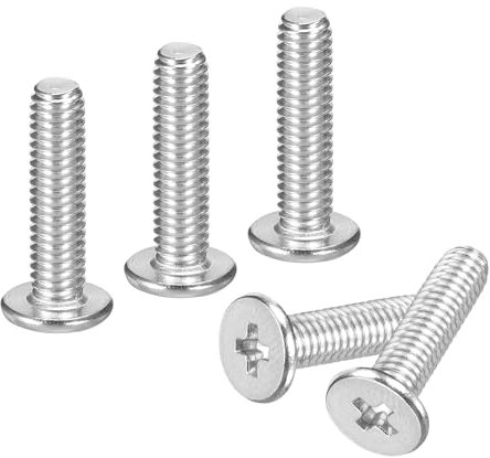 sourcing map Viti M4 x 16 mm a testa piatta e rotonda Phillips, 150 viti a croce in acciaio inossidabile 304, filettatura completa, finitura brillante