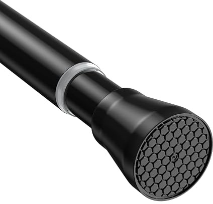 AIZESI tringle rideau sans percage 74.5-163 cm Tringle Rideau Extensible - Barre Telescopique Acier Inoxydable Noir pour Salle de Bain, Fenêtre, Porte, Penderie (diamètre 22 mm)