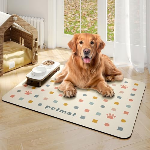 Napfunterlage Hund Katzen Futternapf Unterlage30x 50 cm rutschfeste Hundenapf Unterlage Katzennapf Fressnapf Futtermatte - Saugfähige Schnelltrocknend Katzenmatte Futter Matte(Beig)