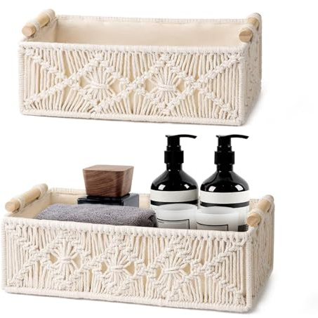 Aufbewahrungskörbe Dekor Box Handgemachte Gewebte Dekorative Arbeitsplatte Toilettentank Regal Schrank Organizer,Makramee Aufbewahrungskörbe Box,Aufbewahrungskorb Geflochten,Handgewebte Dekorbox