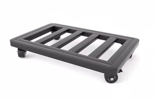 LEIYTFE Carrello Mobile Rettangolare per Fioriere Pallet in Acciaio con Ruote Piroettanti,Base con Rotelle per Acquario E Frigorifero per Bonsai, Carrello Porta Vasi(Black,40x60cm)