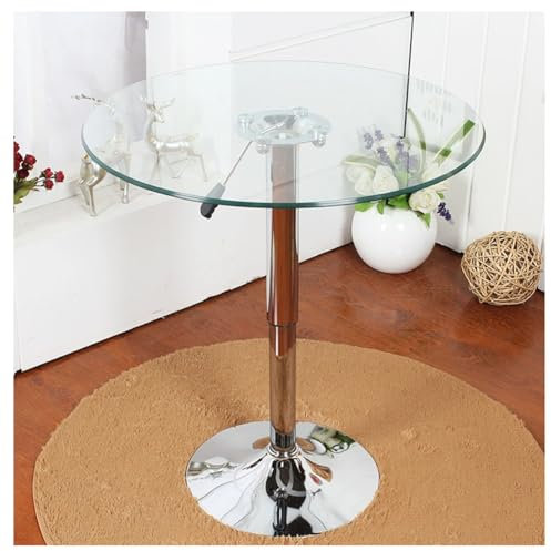 Mesa de comedor redonda de cristal de altura ajustable, moderna mesa circular para bistró de 2 a 4 plazas, diseño que ahorra espacio para cocina y comedor