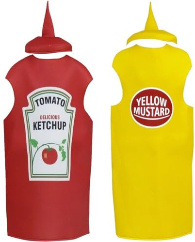 Ymxygz Costumes d'halloween pour Couples, 2 Pièces, Ketchup/Moutarde, pour Adultes, Tenues De Couple, Accessoires pour Halloween, Cosplay