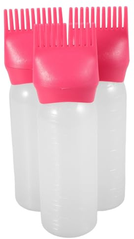Veemoon 3 Piezas Botella de Tinte Cabello con Peine para Raíces Aplicador Fácil de Tinte Cabello Dispensador de Aceite para Uso Salón Hogar