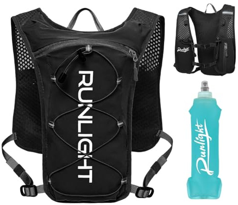 Gilet de course, sac à dos à eau léger avec bouteille souple de 500 ml, sac à dos de course pour hommes et femmes, sac à dos d'hydratation pour la randonnée, le cyclisme pour hommes et femmes