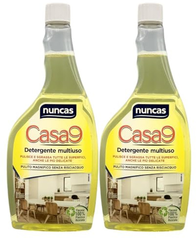 Casa9 Detergente Multiuso Ricarica, Pulisce e Sgrassa Tutte le Superfici, anche le più Delicate, 750ml (2 Unità)
