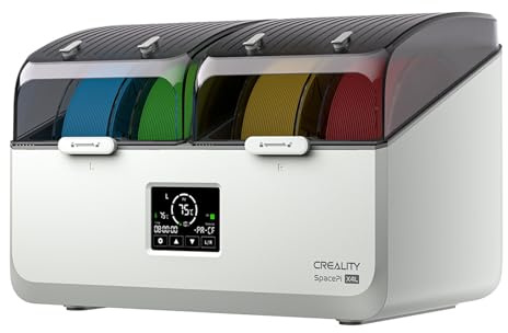 Creality Filament Trockner für 4 Spulen, SpacePi X4L Filament Aufbewahrungsbox, Duale unabhängige Heizkammern bis 75°C, Doppelter Sicherheitsschutz Feuchtigkeitsschutz Dichtungsdesign für PLA PETG ABS