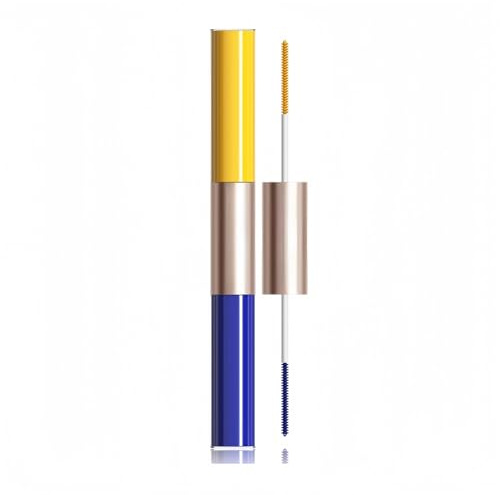 Mascara Impermeabile con Piccolo Pennello, 1 Mascara con 2 Colori, Multicolore, 2 Pennelli 2 Colori, Anti-Sbavature, Lunga Durata, Volume e Allungamento, Senza Grumi (Giallo e Blu)