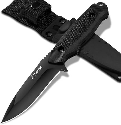 Tingling Coltello da Cintura a Lama Fissa: Coltello da Esterno per Principianti con Fodera