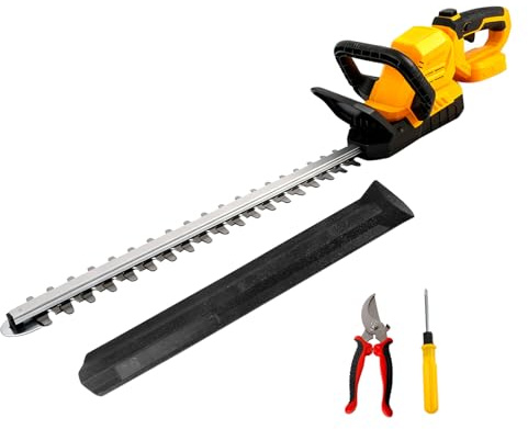 53cm Akku Heckenschere Kompatibel mit Dewalt 20V Akku, 3000RPM Bürstenloser Akku-Bushtrimmer, 180° drehbarer Kopf, Schnittdurchmesser 15mm