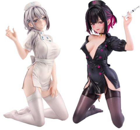 DEXSHUN 2 pièces Shirayuki Ren/Shino Figurine Anime Illustration Original Peinture Infirmière Shirayuki Ren/Shino Statue en PVC Modèle Bureau Décoration Cadeaux