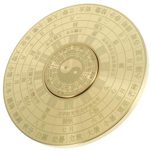 Fenical Sonnenuhr Messing Retro Chinesischer Kompass mit Traditionellem Taoistischem Design Leichte Tischdekoration für Büro und Camping im Vintage Stil