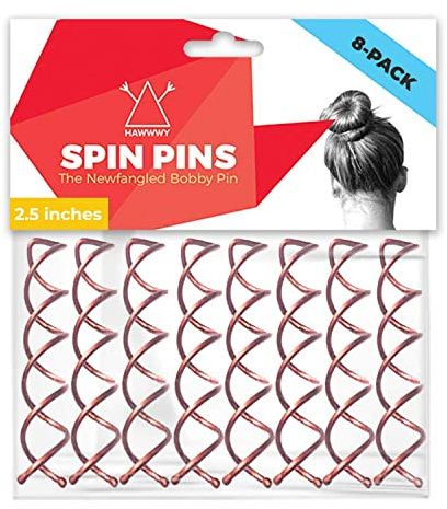 Hawwwy Horquillas en espiral, paquete de 8 horquillas giratorias, horquillas fáciles y rápidas para hacer moños para mujeres y niños, accesorios para el cabello recogido, perfectos para moños
