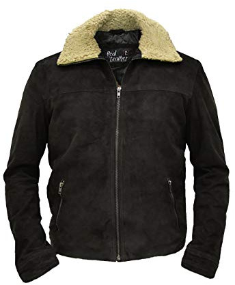 Walking Dead Season 7 Dead Rick Grime Dark Brown Real Suede Winter Leather Jacket (M)