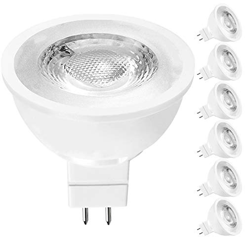 LUXRITE MR16 LED Bulb 50W Equivalent, 12V, 2700K Warm White Dimmable, 500 Lumens, GU5.3 LED Spotlight Bulb 6.5W, Enclosed Fixture Rated, Perfect for Track and Home Lighting (6 Pack)