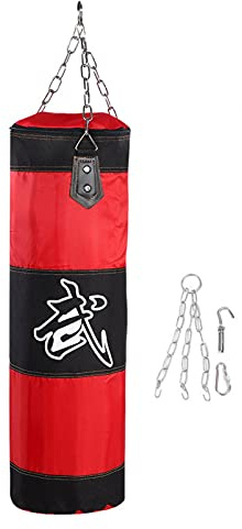 Alomejor boxningssäck Heavy Duty 80 cm för boxning och fitness – sandsäck med röd kedja – kampsport träning