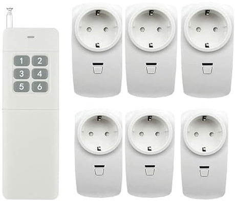EU 6*Funksteckdosen unabhängig 300m 400m 500m Reichweite 1500W 433MHz set Steckdose mit Fernbedienung Funkfernbedienung schaltbare funkschalter außen outdoor Gartenleuchte aussenbereich 10A Relais
