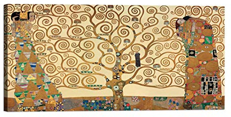LuxHomeDecor Quadro su Tela con Telaio Gustav Klimt - L'Albero della Vita 140x70 CM