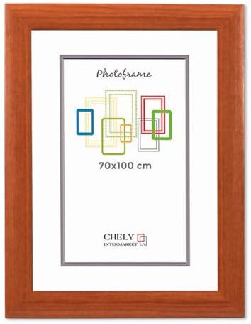 CHELY INTERMARKET MOD257 Marco Fotos Pared 70X100Cm Cerezo Madera Elegante Marcos Para Cuadros Marcos Fotos Grandes Marcos Pared Hogar Oficina Diploma Certificados Decoracion Interior