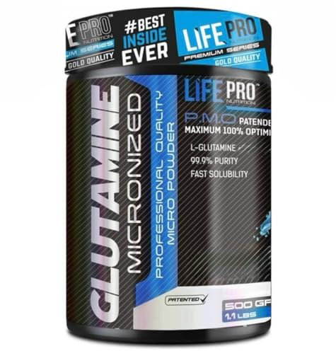 Life Pro Glutamine 500gr | Suplemento deportivo de glutamina para contribuir al crecimiento muscular y evitar el catabolismo – L-Glutamina para la recuperación muscular