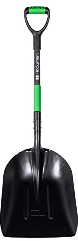Hooyman Scoop Shovel with Lightweight Aluminum Head Construction, Ergonomic No-Slip H-Grip, D Handle, and Fiberglass Core for Moving Feed, Gardening, Land Management, Yardwork, Farming, and Outdoors