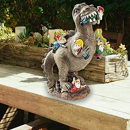 Dinosaur Eating Gnomes Garden Decor, Art for Garden Decor, Outdoor Statue for Patio, Lawn, Yard Art Decoration, Housewarming Garden Gift (5.91.92.4 in)