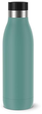 TEFAL BLUDROP Trinkflasche, wiederverwendbare Edelstahlflasche, heiße und kalte Getränke, spülmaschinenfest, auslaufsicher, 0,5L, Grün
