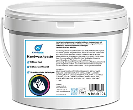 KaiserRein Handwaschpaste premium peel mit Olivenöl 10 L Eimer Werkstatt, Hobby, fett und Öl lösende Handwaschpaste Hand-Reiniger Händereiniger gegen Verschmutzungen durch Fett, Öl und Schmutz