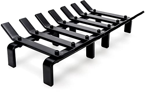 WILLOW WEAVE 17“ Fireplace Grates Wood Stove Grate Rack Stove Burning Rack Heavy Duty Solid Steel 7-Bars Firewood Holder Easy Assembly Fire Grate for Indoor Hearth Outdoor Firepit Matt Black