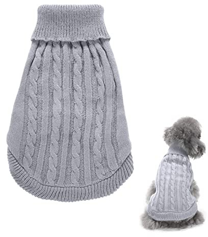 Pull pour Chien en Tricot, Pet Tricot d'hiver, Pet Dogs Jumper Pull Chiot Sweater à Capuche Tricots, Pull-Over Tricots Crochet d'hiver Vêtements pour Petit Moyen Grand Chien Chiot Chat (Gris, Large)