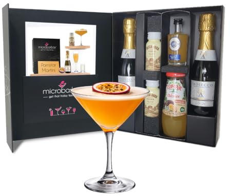 Pornstar Martini Cocktail Gift Set in a Premium Luxury Gift Box | Features: 2 x Classic Pornstar Martinis, 2 x Passion Fruit Bellinis, 2 x Prosecco shots | Cocktail Gift Set Hamper