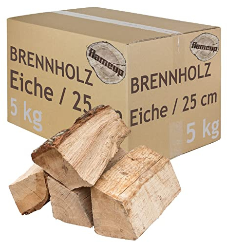 Brennholz Kaminholz Holz Eiche 5-500 kg Für Ofen und Kamin Kaminofen Feuerschale Grill Feuerholz Holzscheite Wood 25 cm kammergetrocknet flameup