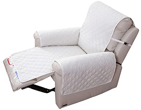 DZYP Sesselschoner Sesselauflage Relax Sofabezüge, Gepolsterter Sesselüberwurf Sesselschutz rutschfest Bezug Für Couch Fernsehsessel Relaxsessel Möbelschutz (Weiß)