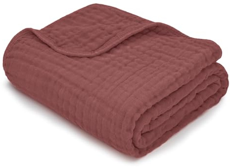 Comfy Cubs Baby-Musselin-Decke, Wickeldecke für Neugeborene, Kleinkinder, großer Bezug, 101,6 x 101,6 cm, 6-lagiger Plüsch, weich zum Pucken, Bauchzeit-Geschenk (Wein, Baby – Musselin)