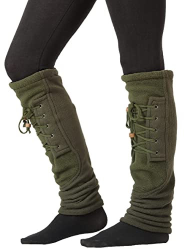 PUREWONDER Damen Stulpen Beinstulpen Fleece Beinwärmer Modell Nr. 29 Grün