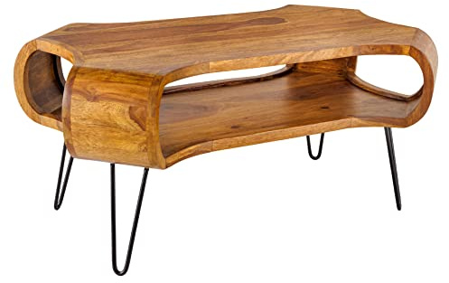 Couchtisch ORGANIC LIVING 100cm - schwarz - Sheeshamholz - handgefertigt | Massiv, Als Beistelltisch nutzbar, individuelle Maserung, stabile Konstruktion, 30 kg Belastbarkeit