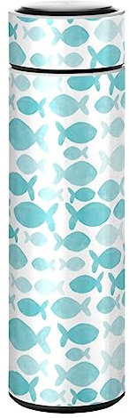 KAAVIYO Blaugrüne Fische Kunst Wasserflasche Wasserkanne Edelstahl Isolierte Isolierflasche Auslaufsicher