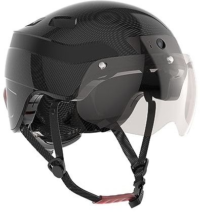 Casque Intelligent Bluetooth pour Cycliste, avec caméra intégrée et feu arrière Clignotant, avec 1x Lunettes de Jour et 1x Lunettes de Nuit