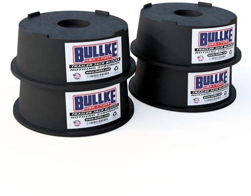 bullke 4-pack blockstativ för släpvagn (USA tillverkat starkast på marknaden) Testat till 8 kg stabiliserande dynor | starkaste block för husbil 5:e hjul husbil, stolpe, tung, fot