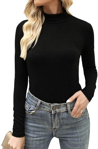 Aottori Haut Thermique Femme Col Roulé Manches Longues Coupe Ajustée Hiver | Structure thermique, col roulé avec manches longues, coupe ajustée, adapté au quotidien et aux superpositions, chaque jour