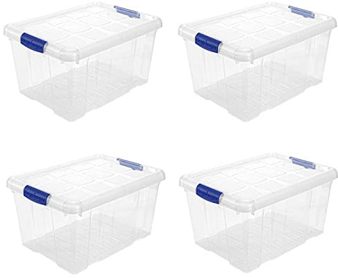 Acan Tradineur - Pack de 4 Cajas de Almacenamiento - Fabricado en plástico - Contenedor para almacenar Libros, ropa, mantas - N.º 1-21,5 x 39 x 29 cm - 16 Litros